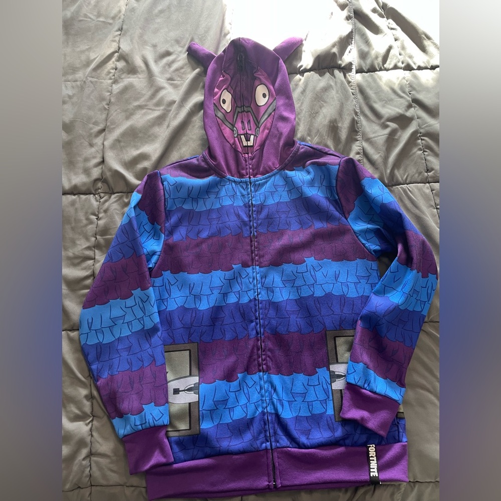 Fortnite Loot Llama Full Zip Hoodie Jacket Boys Size Large Cosplay Epic
